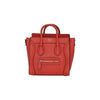 Céline NANO Luggage Red Lipstick/Black Trim In Pebble Calf Leather Tote Bag