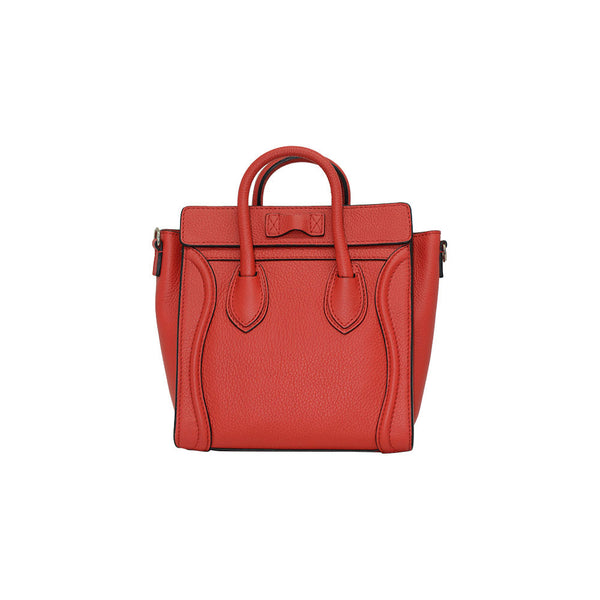Celine Red Leather Nano Luggage Tote Celine