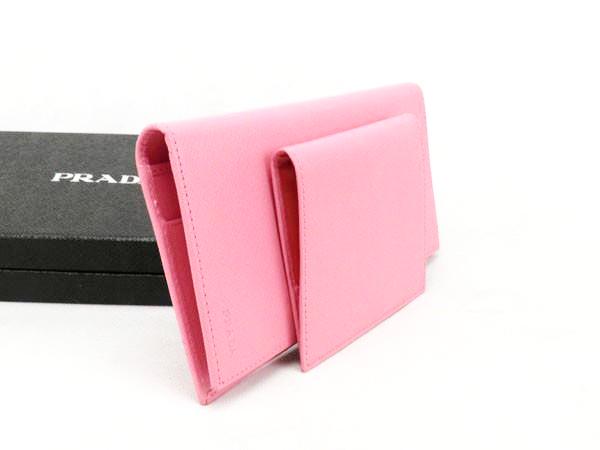 Prada Long Saffiano Leather Passport Holder Wallet 1M1342 Cherry