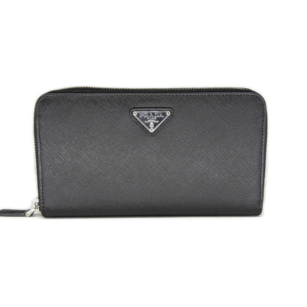 Prada Saffiano Leather Zip Around Wallet