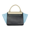 Céline Tricolor Medium Trapeze Leather Shoulder Bag In Beige & Black /Light Blue