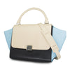 Céline Tricolor Medium Trapeze Leather Shoulder Bag In Beige & Black /Light Blue