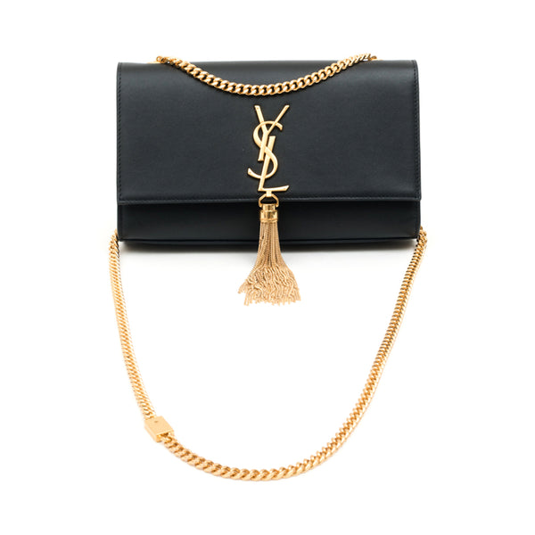 Saint Laurent Medium Kate Tassel Shoulder Bag Black with Gold