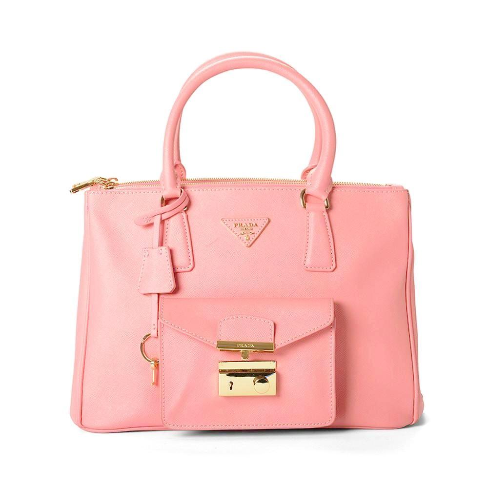 Prada Meduim Saffiano Double Handle Handbag BN2674 CHERRY