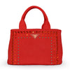 Prada Medium Denim Canvas with Crystal Canapa Tote Bag BN1877 Red (Rosso)